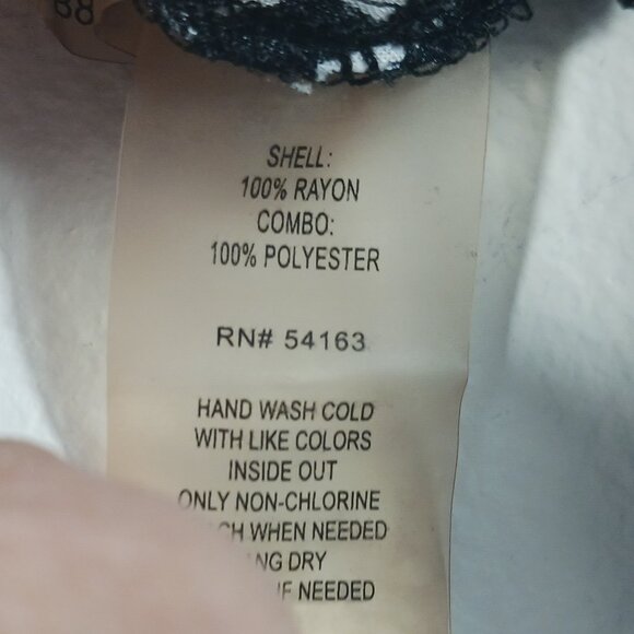 Calvin Klein, Small, Light Weight, Black/White Print Pull-On Pants, Side Stripe - Picture 15 of 16